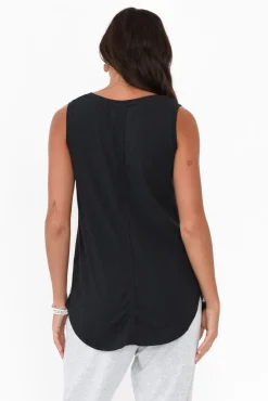 Cotton Tops<Elm Black Cotton Scoop Tank