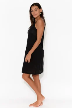 Slips<Orientique Black Cotton Slip Dress