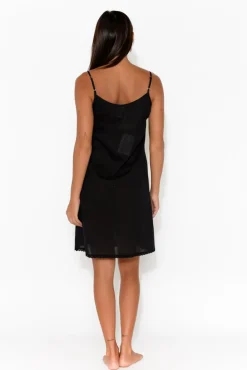 Slips<Orientique Black Cotton Slip Dress