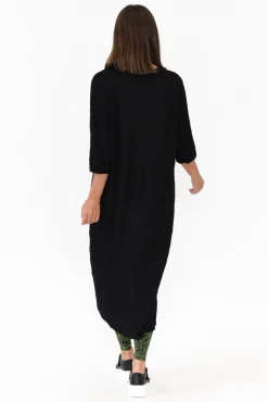 Cotton Tops<Cotton Village Black Crinkle Cotton Asymmetric Tunic