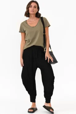 Pants<Cotton Village Black Crinkle Cotton Cloud Pant