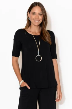 Sleeved Tops<Tani Black Half Sleeve Micro Modal Top