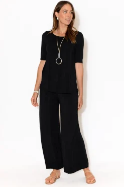 Sleeved Tops<Tani Black Half Sleeve Micro Modal Top