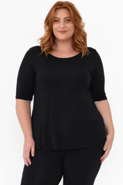 Sleeved Tops<Tani Black Half Sleeve Micro Modal Top