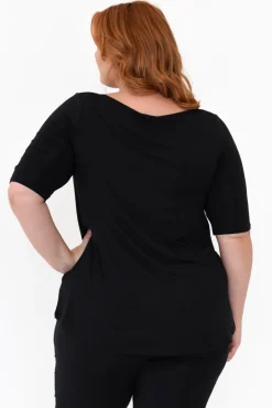 Sleeved Tops<Tani Black Half Sleeve Micro Modal Top