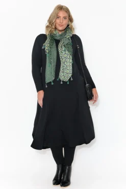 Midi Dresses<Tani Black Long Sleeved Micro Modal Drape Dress