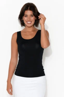 Sleeveless Tops<Tani Black Micro Modal Scoop Singlet
