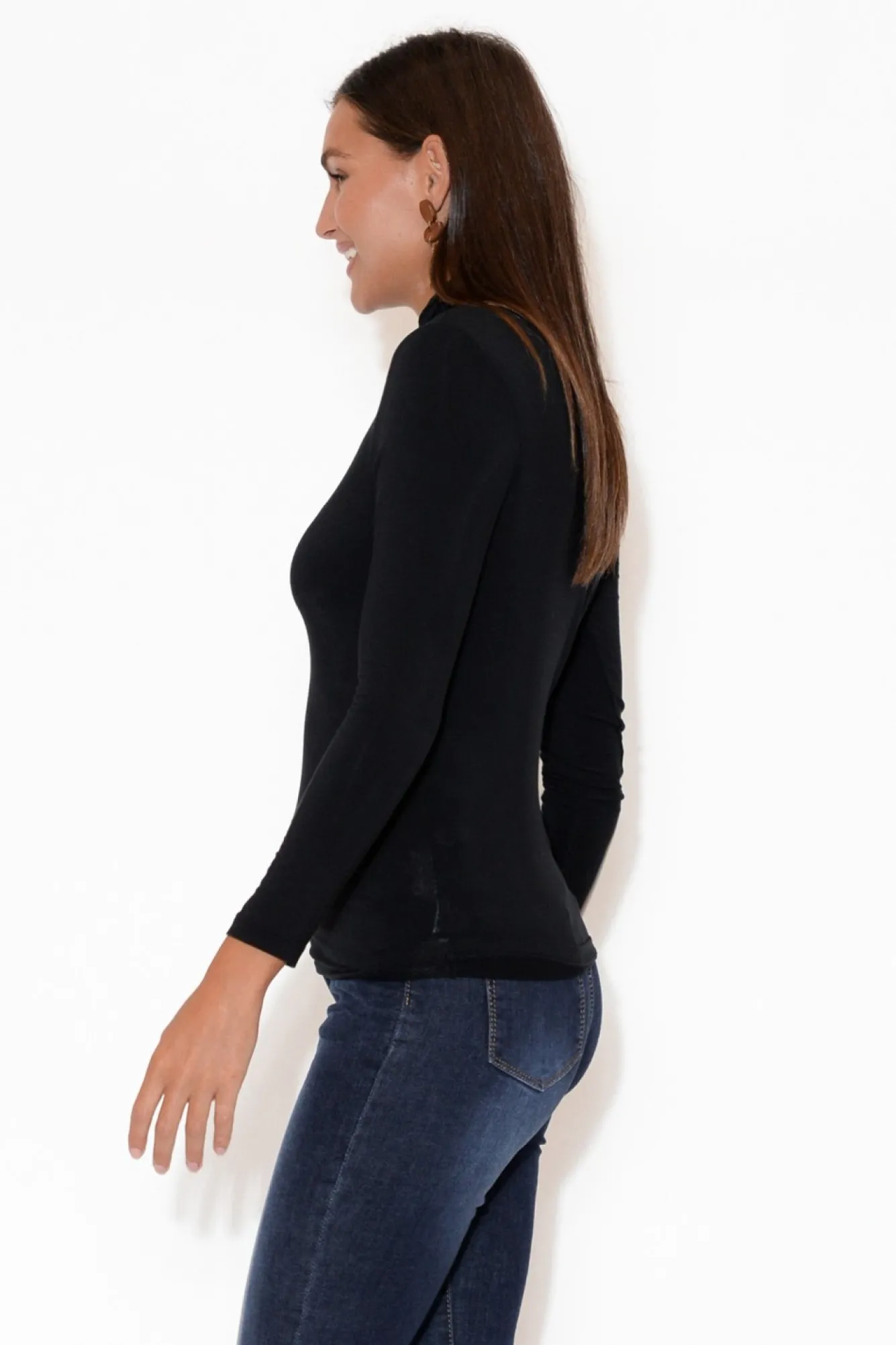 Sleeved Tops<Tani Black Micro Modal Turtleneck Top
