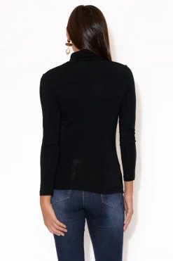 Sleeved Tops<Tani Black Micro Modal Turtleneck Top