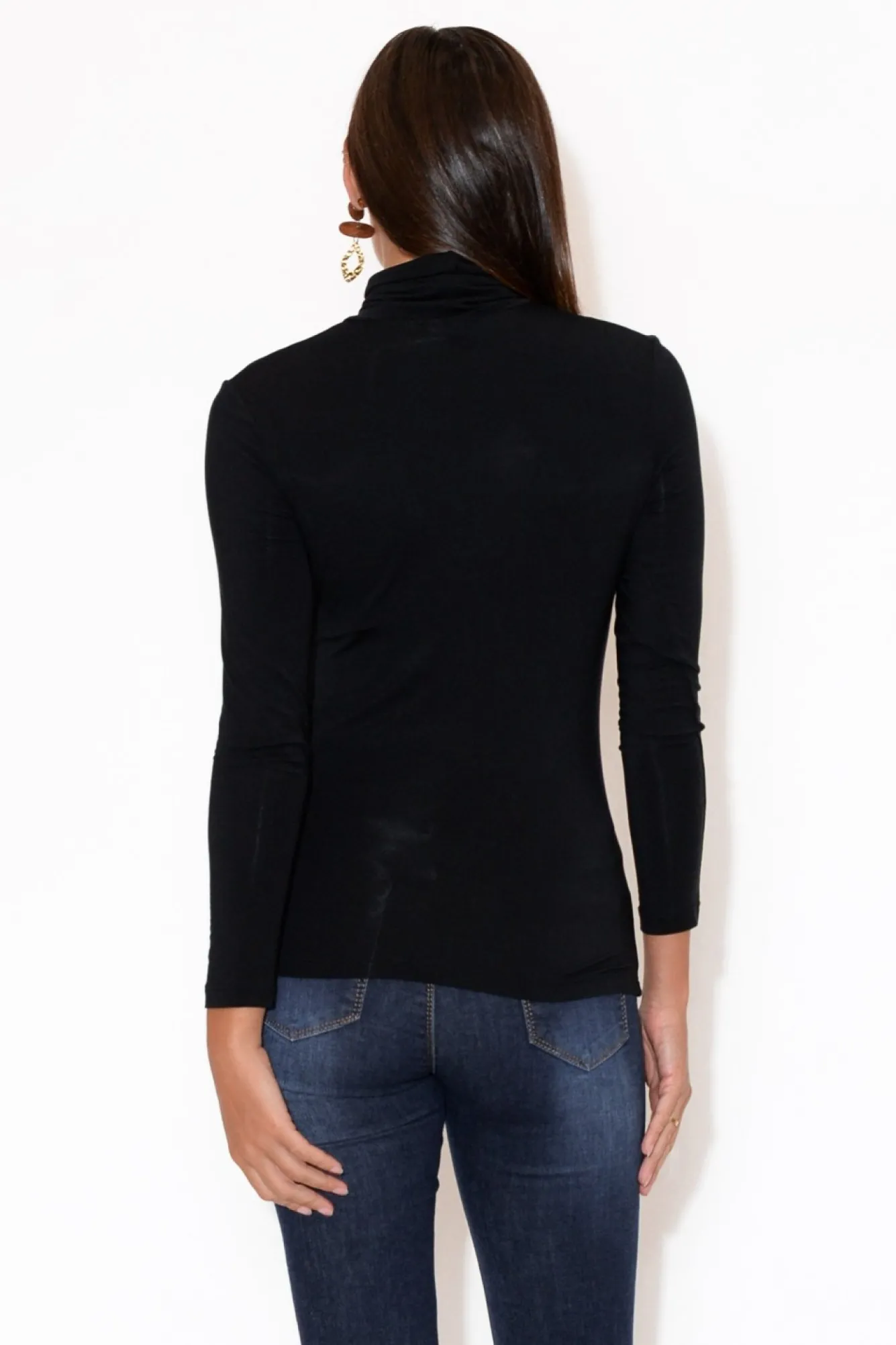 Sleeved Tops<Tani Black Micro Modal Turtleneck Top