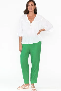 Cotton Tops<Namastai Blaise White Cotton Button Top