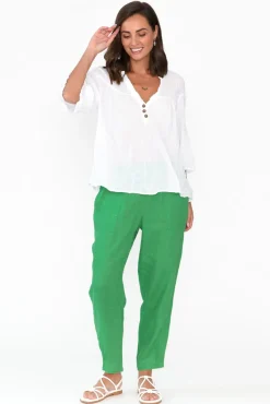 Cotton Tops<Namastai Blaise White Cotton Button Top