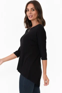 Sleeved Tops<Bamboo Villa Blake Black Bamboo Top