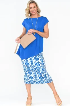 Skirts<Lou Lou Blue Ikat Bamboo Maxi Tube Skirt