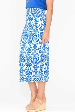 Skirts<Lou Lou Blue Ikat Bamboo Maxi Tube Skirt