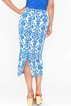 Skirts<Lou Lou Blue Ikat Bamboo Maxi Tube Skirt