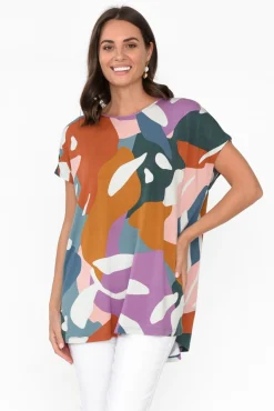 Sleeved Tops<Tani Blue Tropical Micro Modal Drape Top