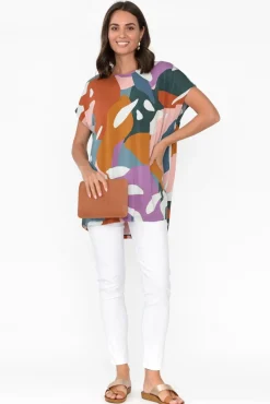 Sleeved Tops<Tani Blue Tropical Micro Modal Drape Top