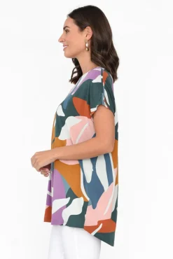 Sleeved Tops<Tani Blue Tropical Micro Modal Drape Top