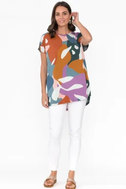 Sleeved Tops<Tani Blue Tropical Micro Modal Drape Top