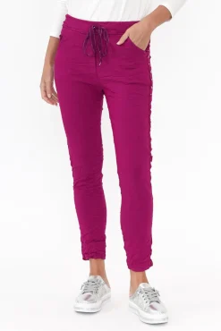 Pants<La Strada Bolton Fuchsia Embellished Stretch Pant