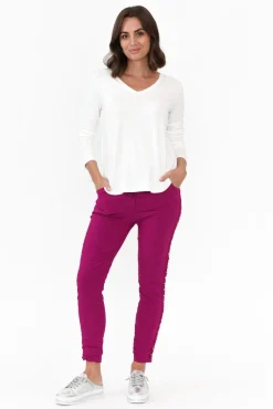 Pants<La Strada Bolton Fuchsia Embellished Stretch Pant
