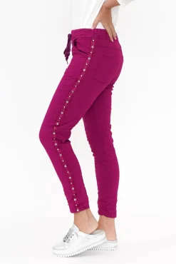 Pants<La Strada Bolton Fuchsia Embellished Stretch Pant