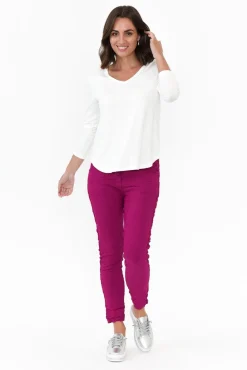 Pants<La Strada Bolton Fuchsia Embellished Stretch Pant