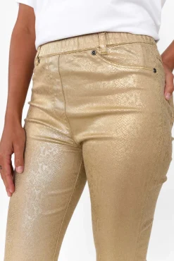 Pants<Cafe Latte Bonita Gold Animal Foil Stretch Pant