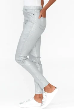 Pants<Cafe Latte Bonita Silver Animal Foil Stretch Pant