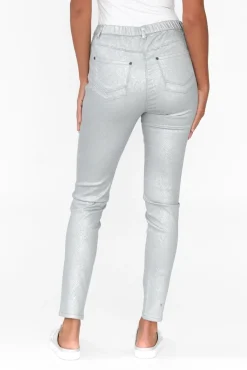 Pants<Cafe Latte Bonita Silver Animal Foil Stretch Pant