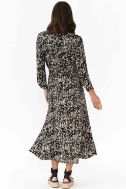 Maxi Dresses<Slate the Label Bonnie Black Swirl Midi Dress