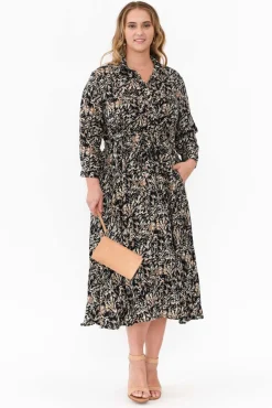 Maxi Dresses<Slate the Label Bonnie Black Swirl Midi Dress