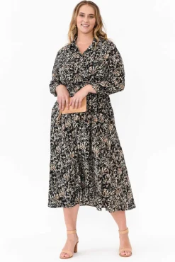 Maxi Dresses<Slate the Label Bonnie Black Swirl Midi Dress