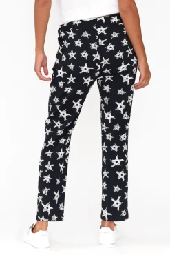 Pants<Cali and Co Boyce Navy Star Cotton Blend Stretch Pant