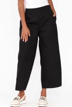 Pants<Tirelli Bradie Black Cotton Wide Leg Pant