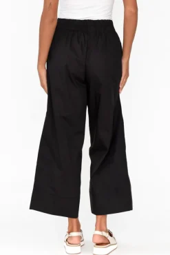 Pants<Tirelli Bradie Black Cotton Wide Leg Pant