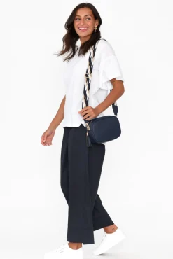 Pants<Tirelli Bradie Navy Cotton Wide Leg Pant