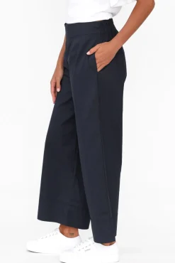Pants<Tirelli Bradie Navy Cotton Wide Leg Pant