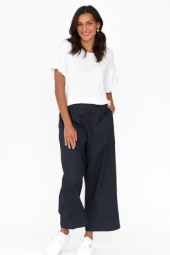 Pants<Tirelli Bradie Navy Cotton Wide Leg Pant