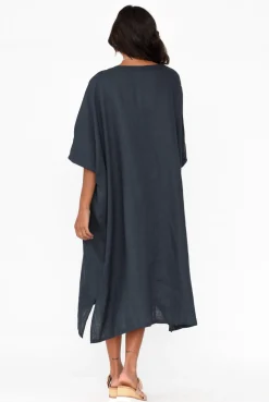 Linen Dresses<Tirelli Bradshaw Navy Linen Pocket Dress