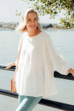 Cotton Tops<Cali and Co Braun White Cotton Top