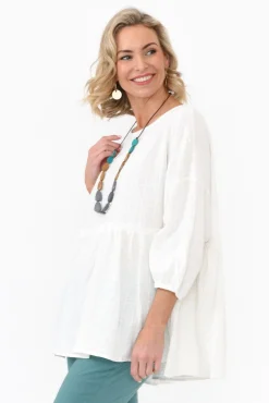 Cotton Tops<Cali and Co Braun White Cotton Top