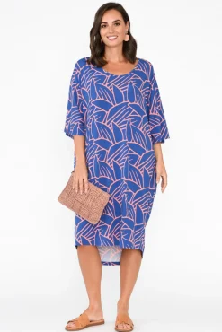 Bamboo Dresses<PQ Brea Blue Leaf Bamboo Dress