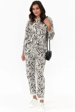 Cotton Tops<La Strada Brendan Black Zebra Cotton Stretch Top