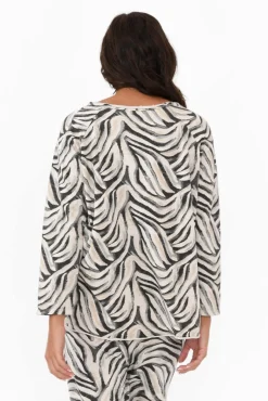 Cotton Tops<La Strada Brendan Black Zebra Cotton Stretch Top
