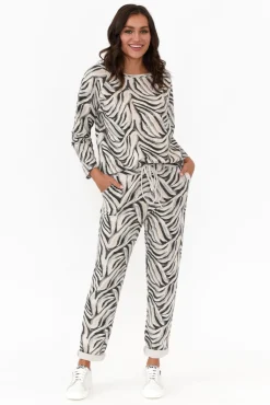 Cotton Tops<La Strada Brendan Black Zebra Cotton Stretch Top