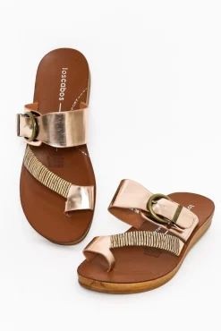 Flat Sandals<Los Cabos Bria Rose Gold Metallic Slide