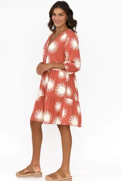 Above Knee Dresses<Label Of Love Bridie Rust Flower Tier Dress