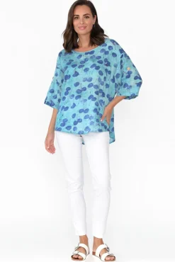 Cotton Tops<Wishstone Brie Blue Cherry Cotton Blend Top